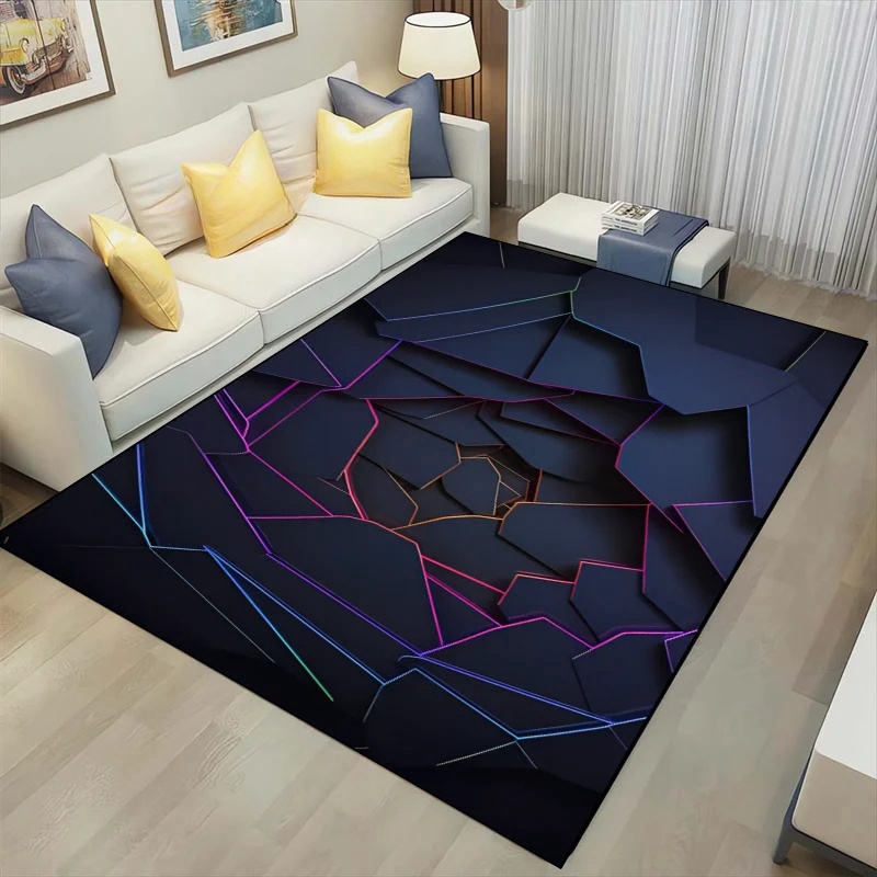 Outdoor Sport Live - Geometrischer 3D-Teppich, Neonlichter, Teppiche, Sechsecke, Teppiche