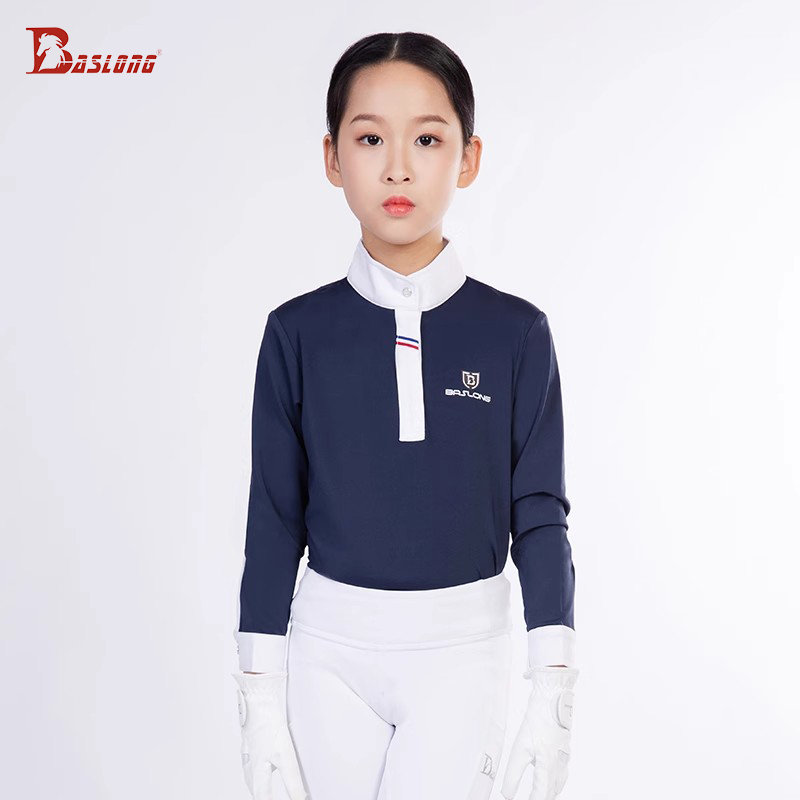 Polo Shirt Equestrian - Baslong Equestrian Clothing Kinder-T-Shirt, langärmelig, Sonnenschutz,