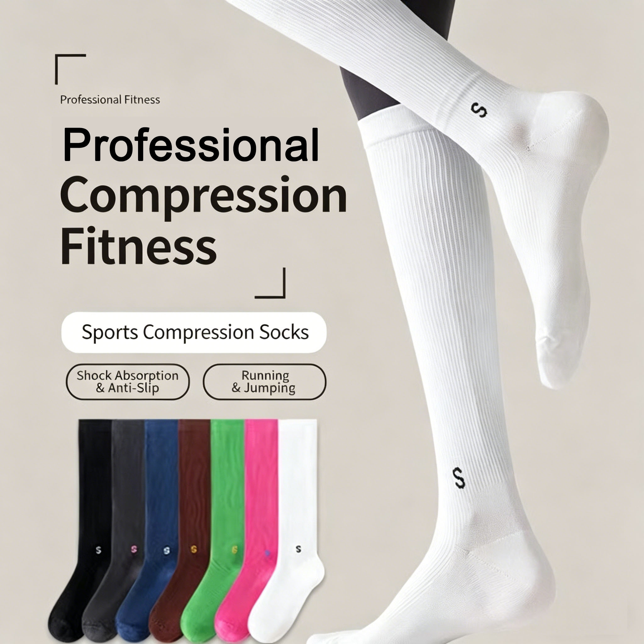 Speed Skipping Rope - Professionelle Sport-Kompressions-Wadensocken für Damen, Atmungsaktive Drucksocken