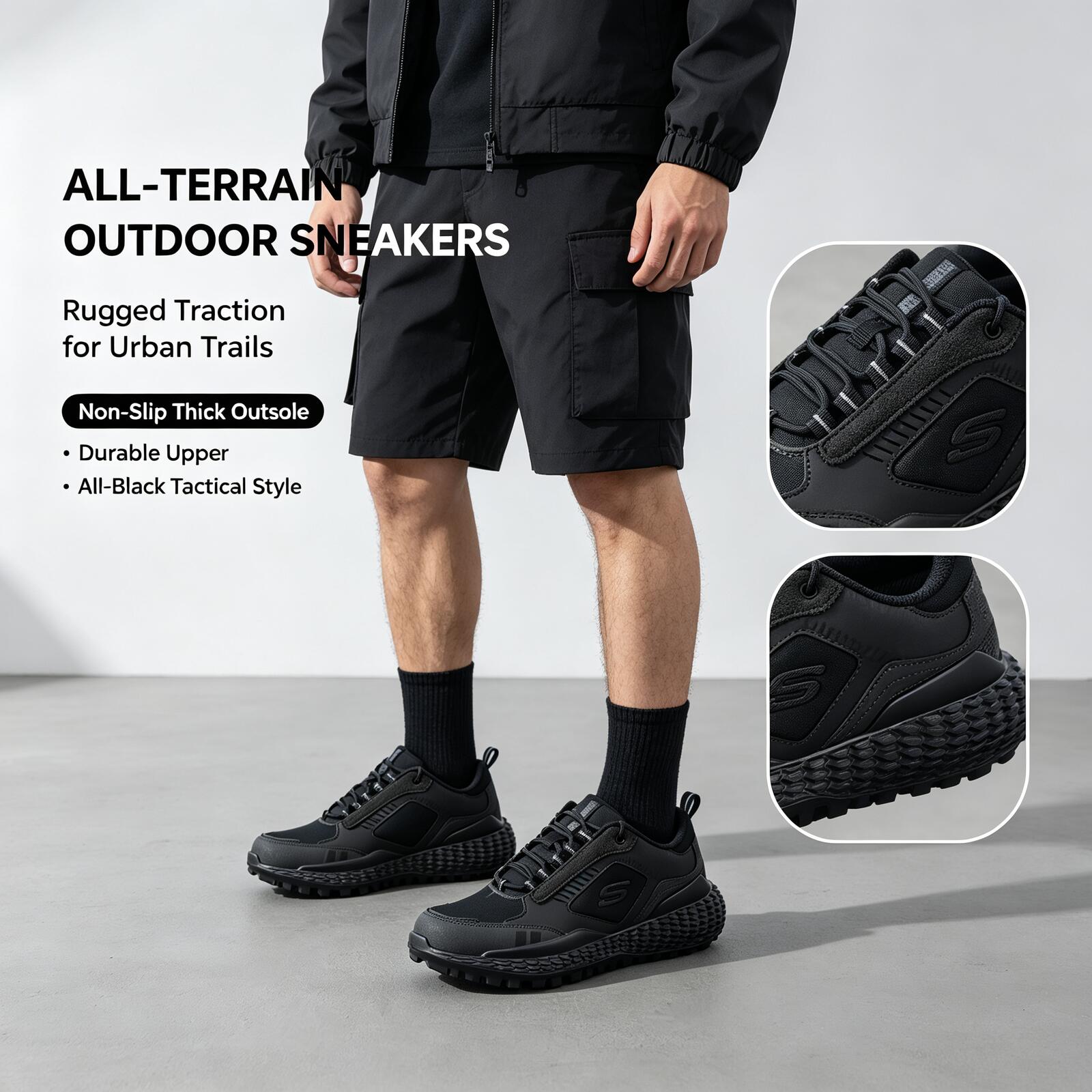 Outdoor Sport Flooring - Heiße Skechers Schwarze All-Terrain Outdoor-Sneaker für