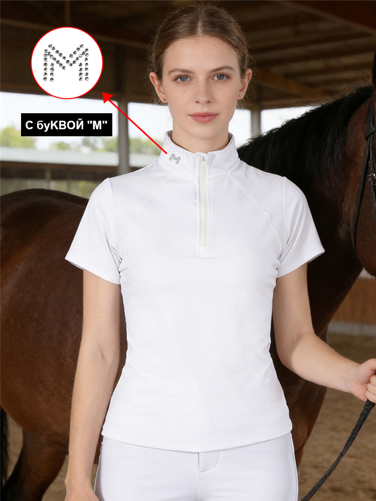 Polo Shirt Equestrian - M Logo Reitshirt Kurzarm Schnelltrocknend Damen